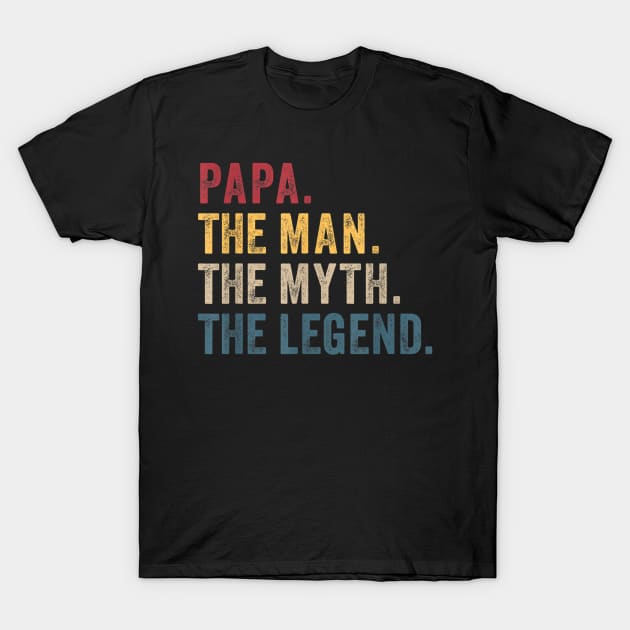 Papa Man Myth Legend Shirt For Mens & Dad Funny Father Gift T-Shirt by David Darry